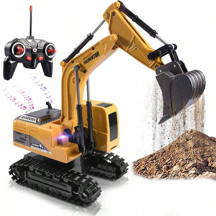 Escavadeira de Controle Remoto - 11 Comandos por Controle Remoto