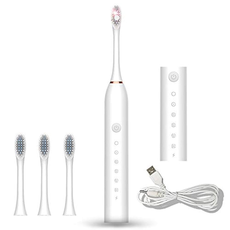 Escova Dental Elétrica Usb Com 3 Cabeças E Base De Apoio