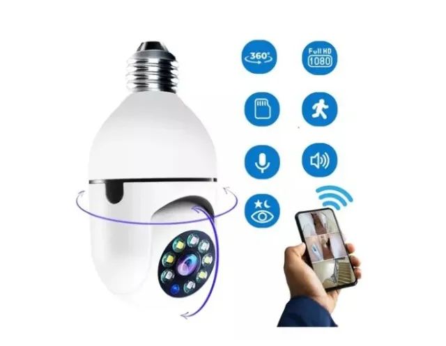 Câmera de Segurança Qkz KZ-818 Lâmpada Ip Wifi com Visão Noturna