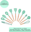 Jogo Utensílios de Cozinha Silicone Cabo de Madeira MM House (Vermelho)