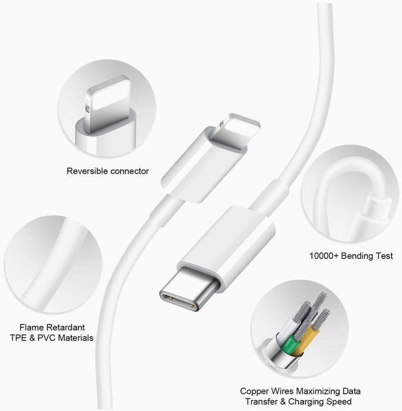 Cabo de carregador de iPhone Fast/Carga Rápida USB C Lightning Cabo Certificação MFi Tipo C Cabo de Carregamento para iPhone 13/13 Pro /12/12 Pro/Max/11/11Pro/XS/Max/XR/X/8/8Plus