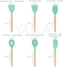 Jogo Utensílios de Cozinha Silicone Cabo de Madeira MM House (Vermelho)