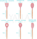 Jogo Utensílios de Cozinha Silicone Cabo de Madeira MM House (Vermelho)