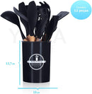 Jogo Utensílios de Cozinha Silicone Cabo de Madeira MM House (Vermelho)