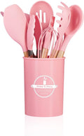 Jogo Utensílios de Cozinha Silicone Cabo de Madeira MM House (Vermelho)
