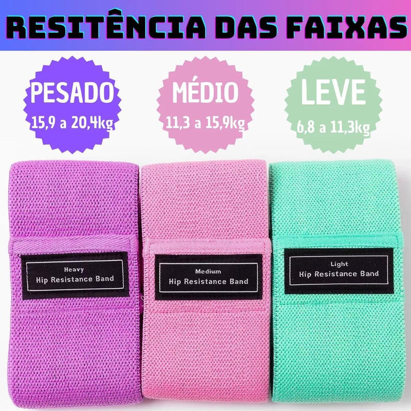 Kit 3 Faixa Elástica Hip Band Resistance Mini Band Treino Exercicio Academia Em Casa Fitness Treino Perna Glúteos Musculação Yoga Fortalecimento Pilates Fisioterapia