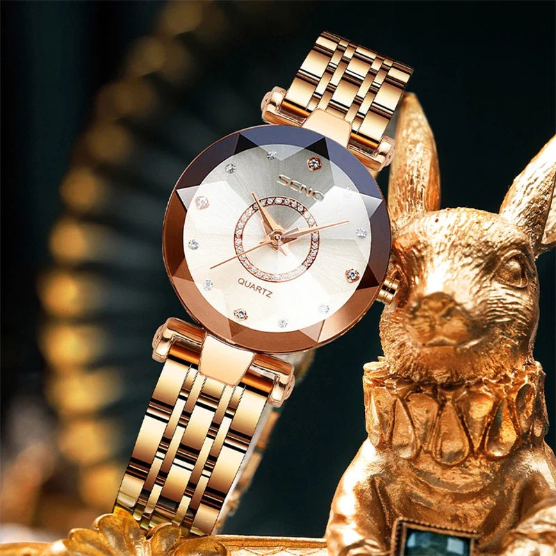 Relógio Feminino Diamante Luxo Anti Impacto e a Prova D'água