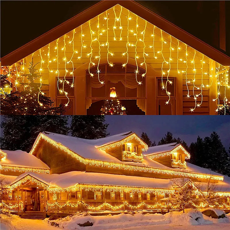 Cascata 400 Leds Branco Frio Fixa 8 Funções
