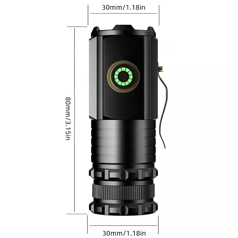 Kit 2 Mini Lanterna Tática Militar Portátil De 4 LEDs - Alta Potência e Recarregável