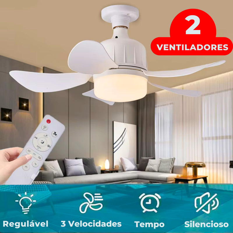 Ventilador Teto Lâmpada 30w Led E27 Ajustável Bivolt Kit 2
