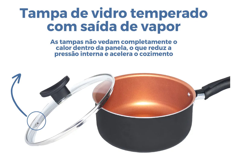Conjunto Panelas Antiaderente 10 Peças Teflon Várias Cores