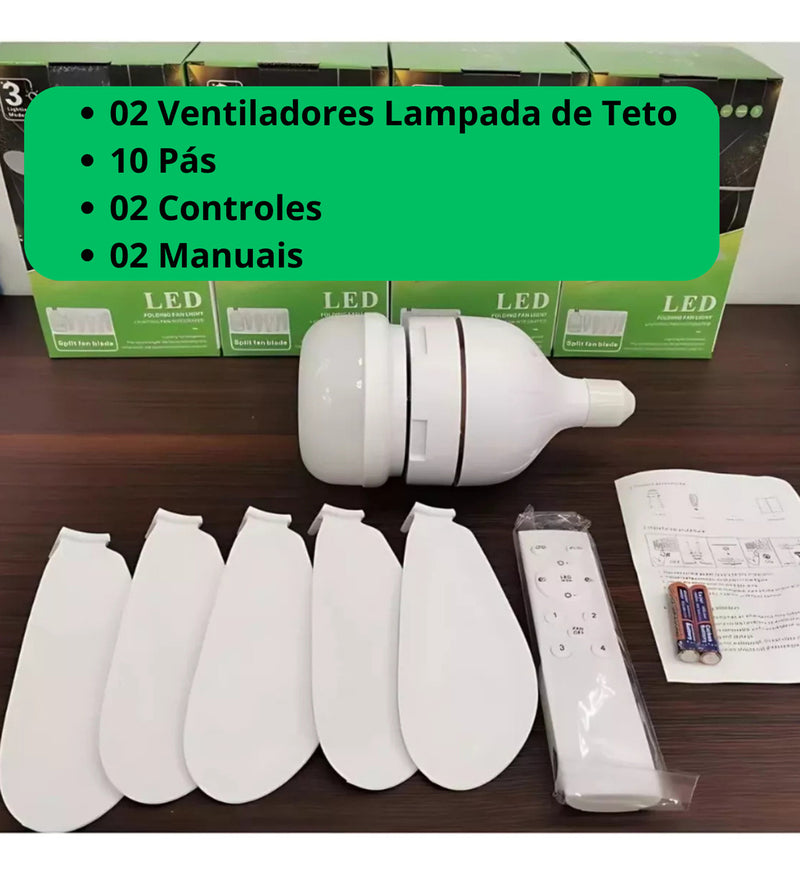 Ventilador Teto Lâmpada 30w Led E27 Ajustável Bivolt Kit 2