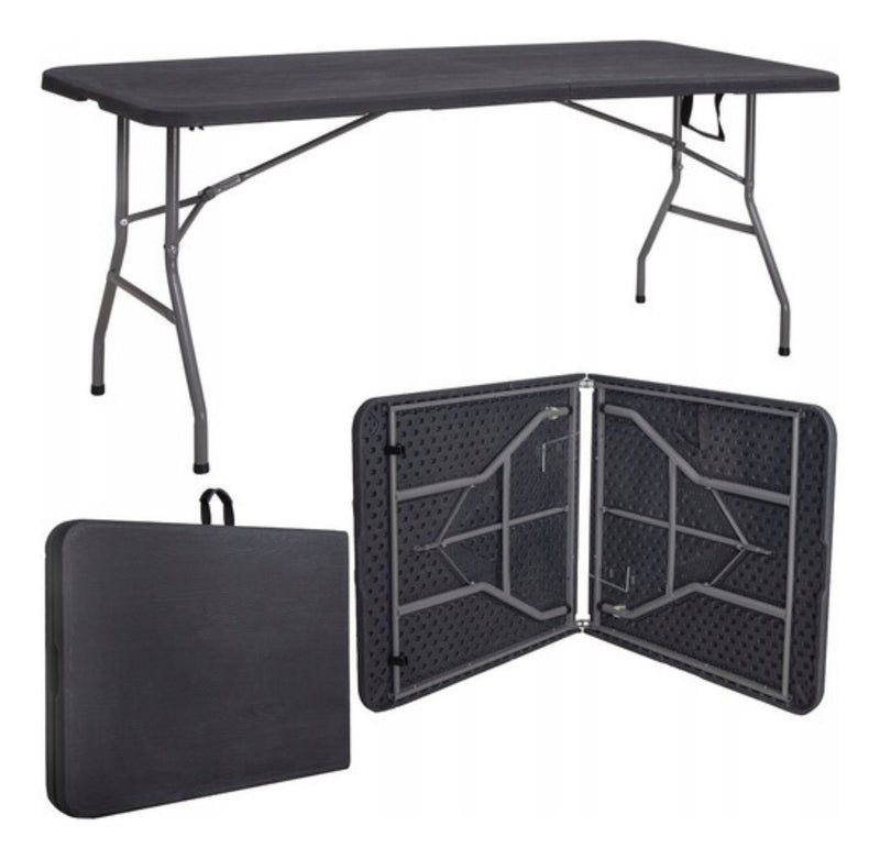 Mesa Dobrável Vira Maleta Com Alça Portátil 1.80m Para Camping Pesca Jardim Área Externa Ou Interna Salão De Festas Gourmet LuvinCo