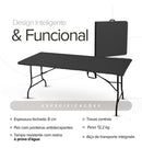 Mesa Dobrável Vira Maleta Com Alça Portátil 1.80m Para Camping Pesca Jardim