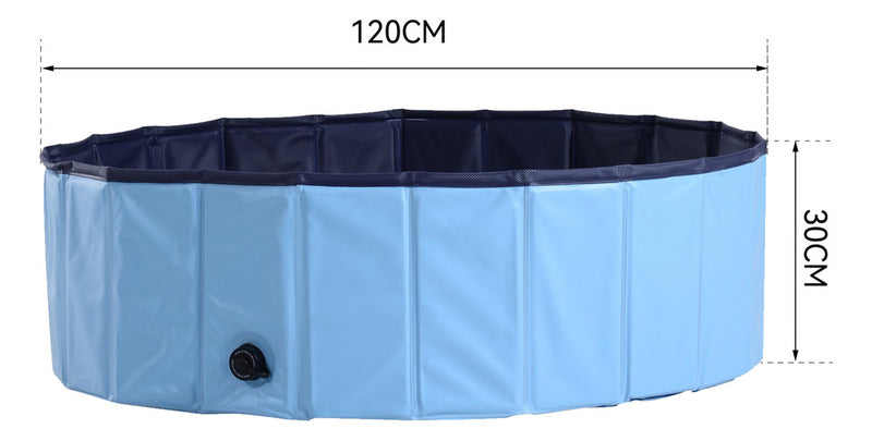 Newpet Piscina Banheira Cachorro Pets Dobrável Azul 120x30cm