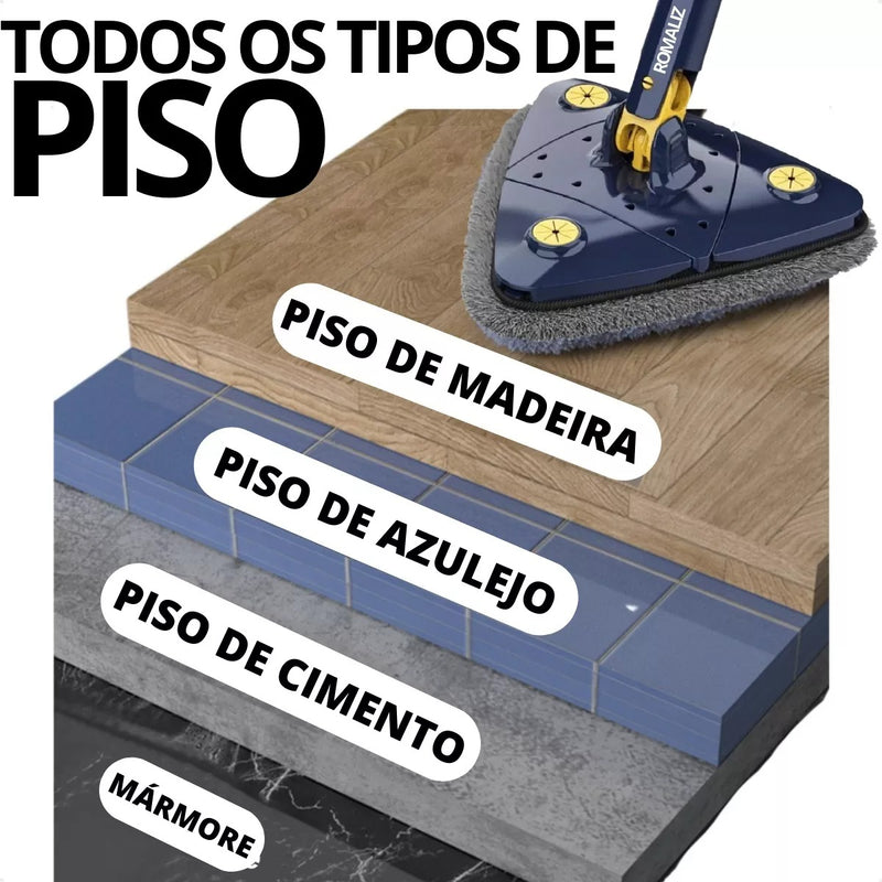 Mop Triangular Esfregão Rodo Mágico Giratório Com 2 Refil