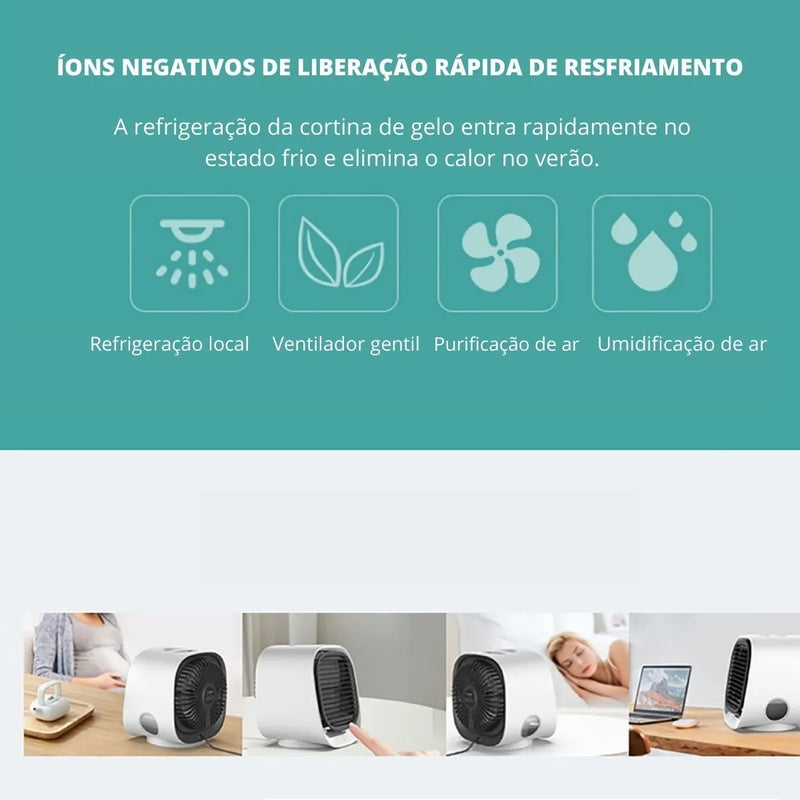 Mini Ar Condicionado Portátil - Leve o Frescor para Onde Estiver