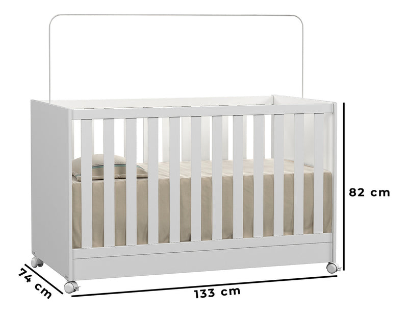 Mini Berço Vira Cama Americano 1344 com Colchão – Branco