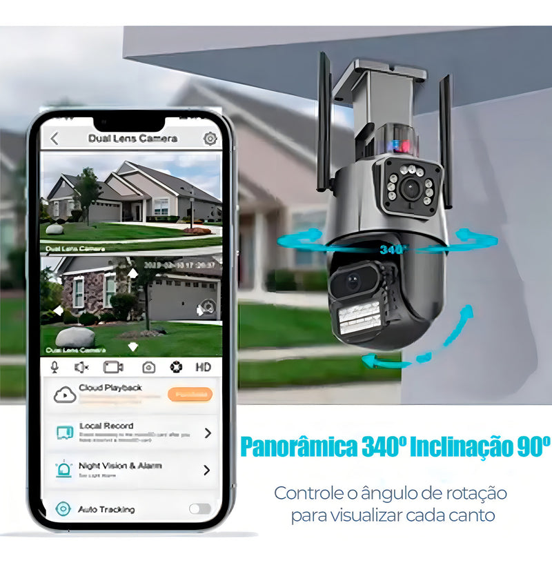 Kit 2 Câmera Segurança Ip Wifi P11-qq6 Lente Dupla 6mp App Icsee Cor Preto Estary Shop