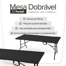Mesa Dobrável Vira Maleta Com Alça Portátil 1.80m Para Camping Pesca Jardim