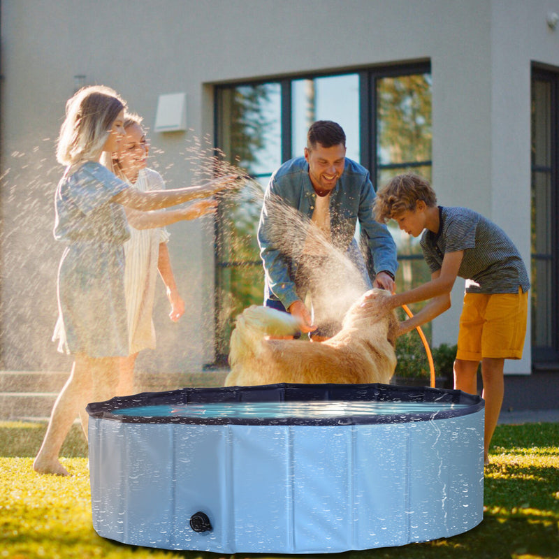Newpet Piscina Banheira Cachorro Pets Dobrável Azul 120x30cm
