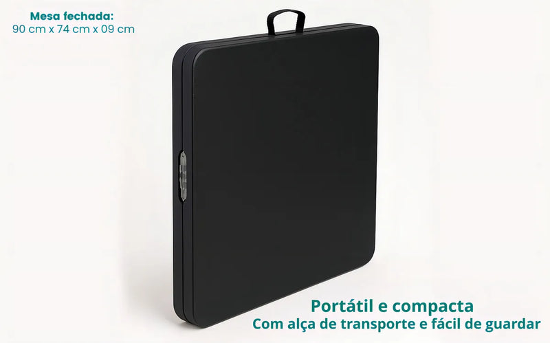Mesa Dobrável Vira Maleta Com Alça Portátil 1.80m Para Camping Pesca Jardim Área Externa Ou Interna Salão De Festas Gourmet LuvinCo