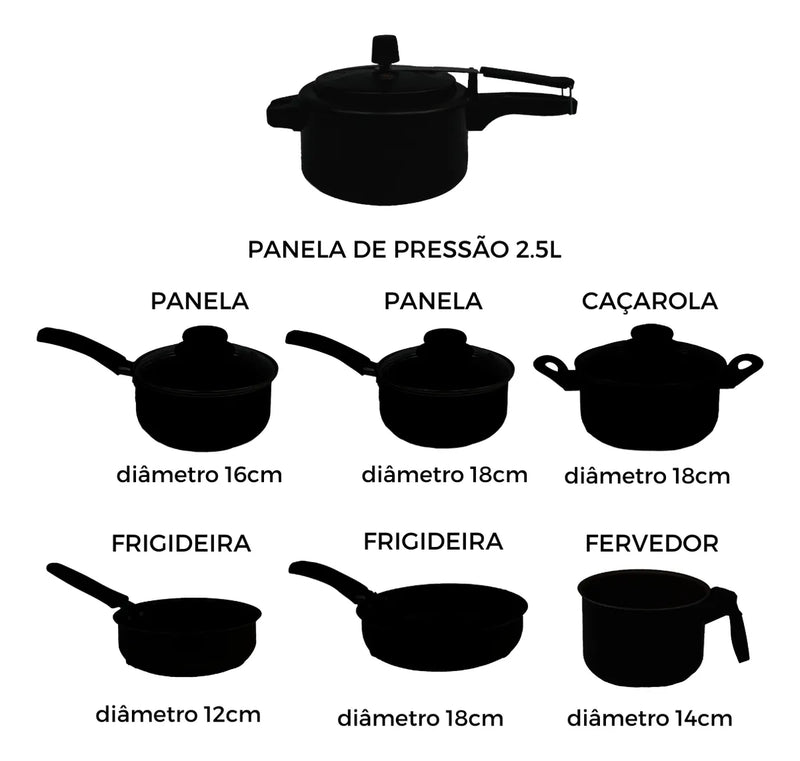 Conjunto Panelas Antiaderente 10 Peças Teflon Várias Cores