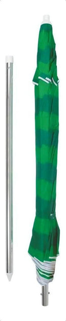 Guarda sol alumínio articulado 2,40m proteção sol silver coating verde listras Mor