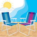 Cadeira De Praia Reclinavel Mor Aço Sortida Unitário Oferta