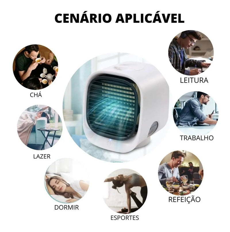 Mini Ar Condicionado Portátil - Leve o Frescor para Onde Estiver
