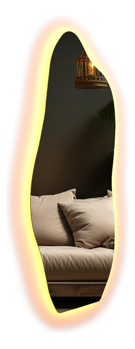 Espelho 170x70 Orgânico Led Grande Corpo Inteiro Luxo Moldur Moldura led branco quente