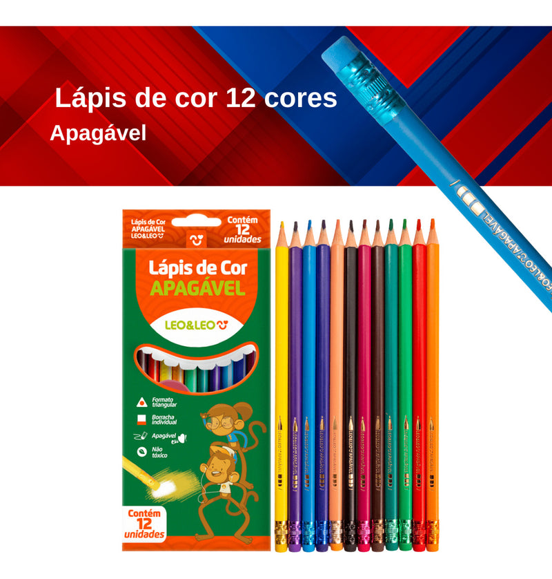 Kit Material Escolar Com Estojo Nova Cores Da Divertidamente