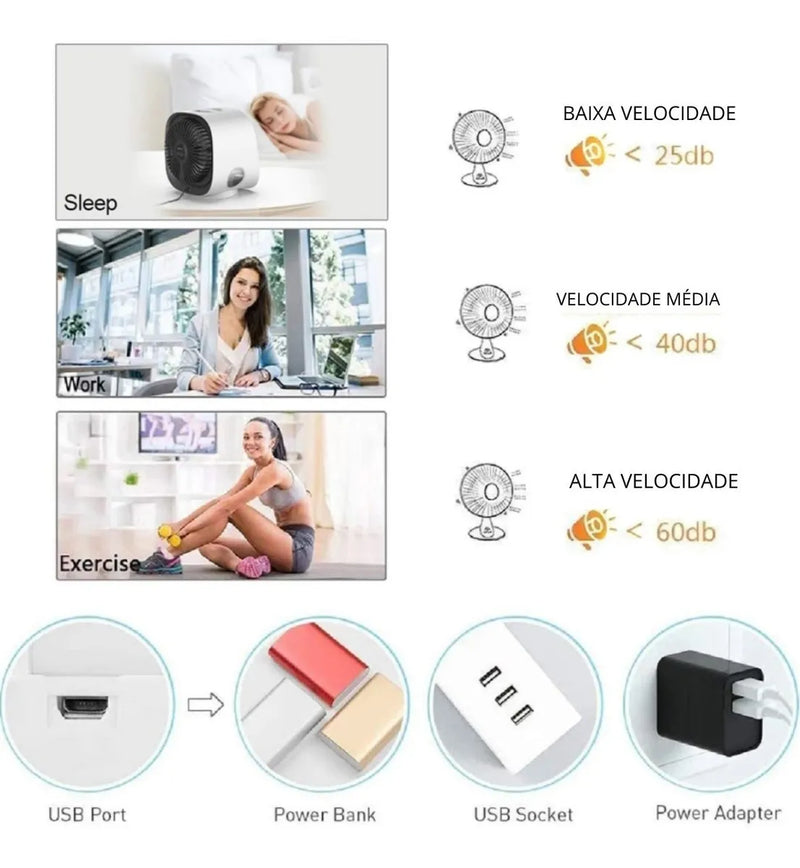 Mini Ar Condicionado Portátil - Leve o Frescor para Onde Estiver
