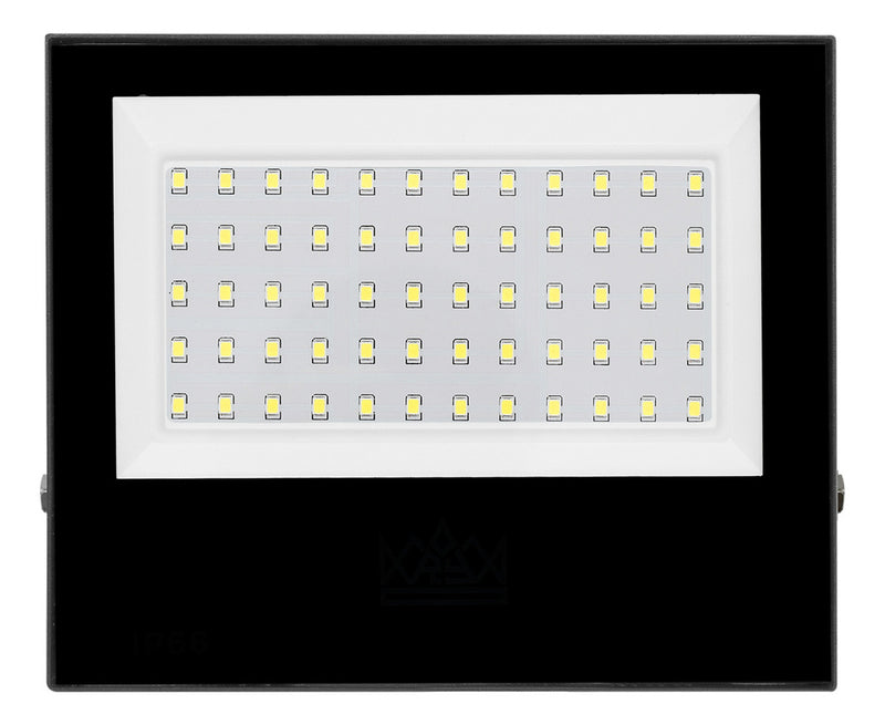 RY Kit 5 Refletor Holofote Slim 100W 110V/220V Preto Luz Branco Frío