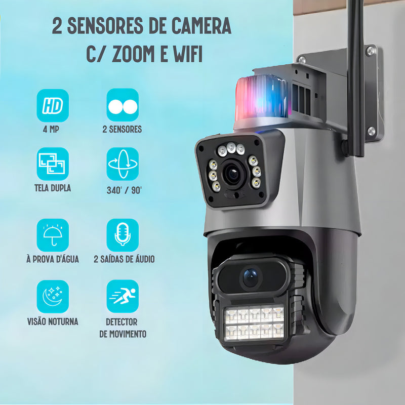 Kit 2 Câmera Segurança Ip Wifi P11-qq6 Lente Dupla 6mp App Icsee Cor Preto Estary Shop