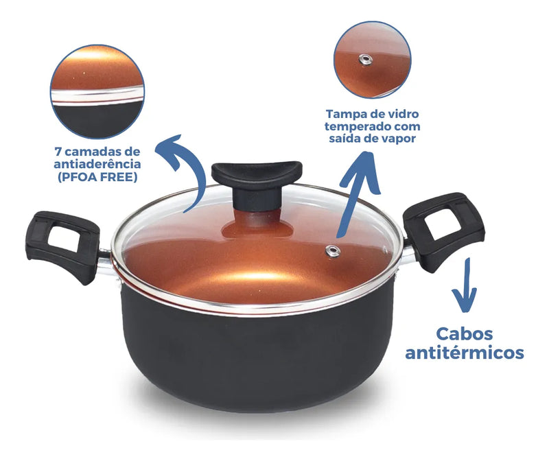 Conjunto Panelas Antiaderente 10 Peças Teflon Várias Cores