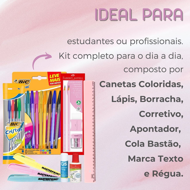 Kit Escolar Voltas Aulas 24 Itens Ensino Médio E Fundamental