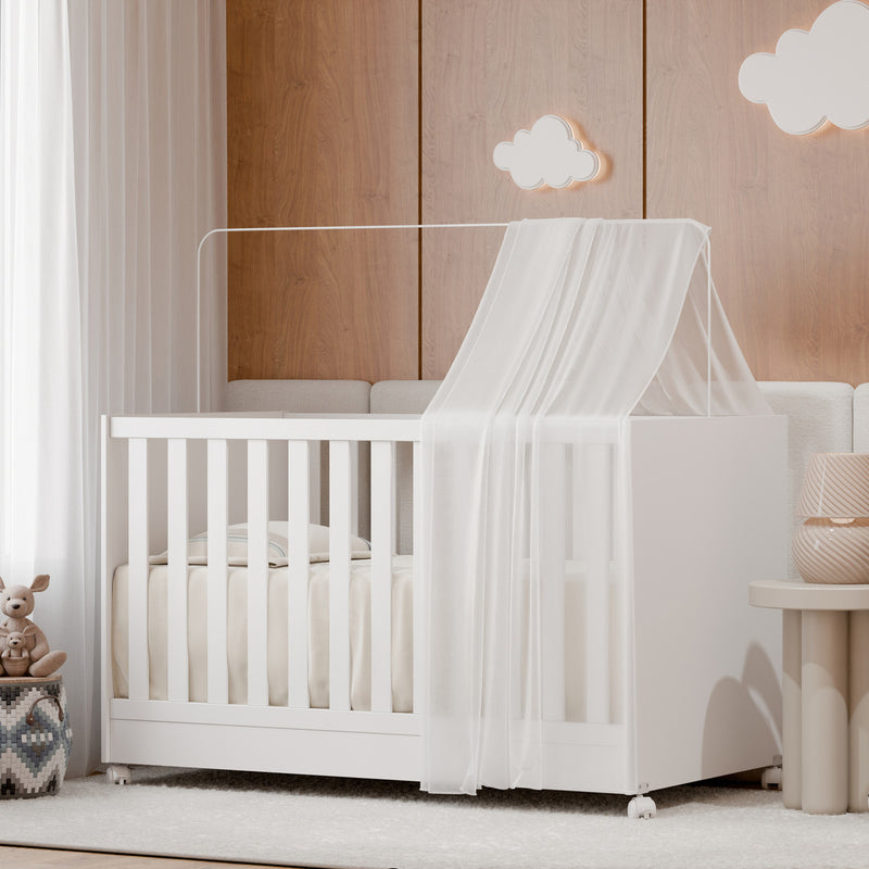 Mini Berço Vira Cama Americano 1344 com Colchão – Branco