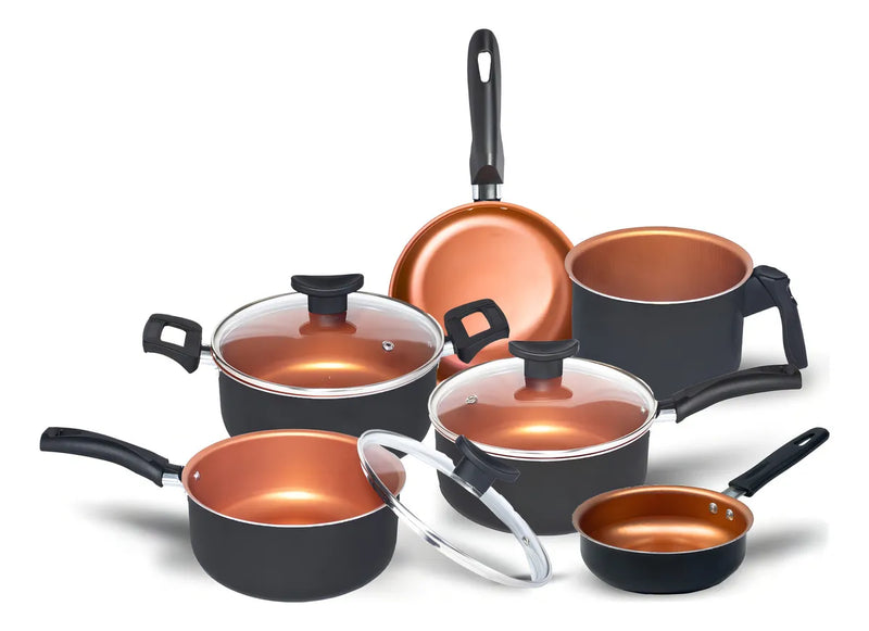 Conjunto Panelas Antiaderente 10 Peças Teflon Várias Cores