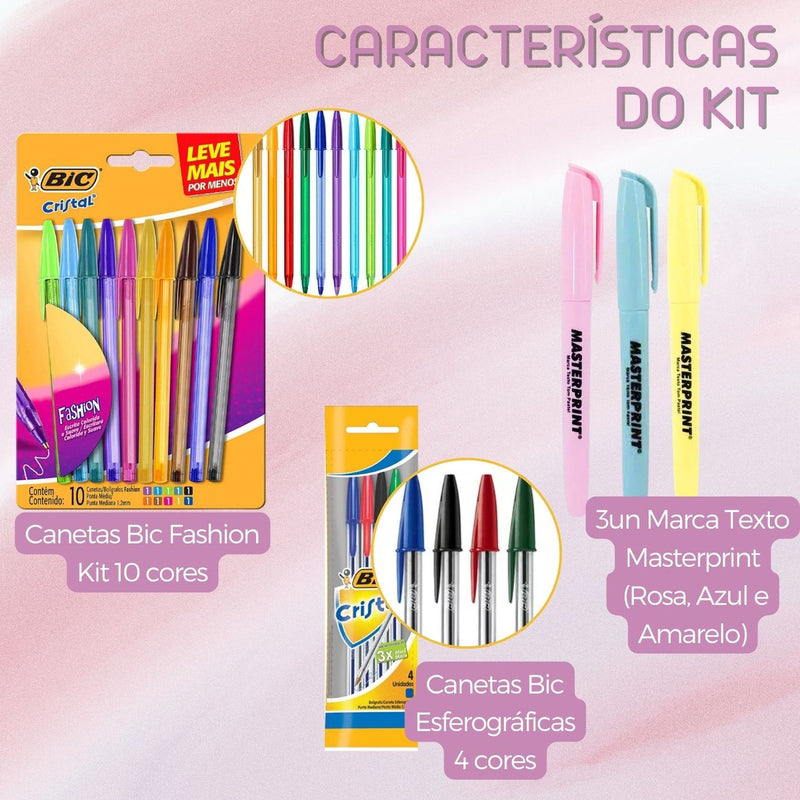 Kit Escolar Voltas Aulas 24 Itens Ensino Médio E Fundamental