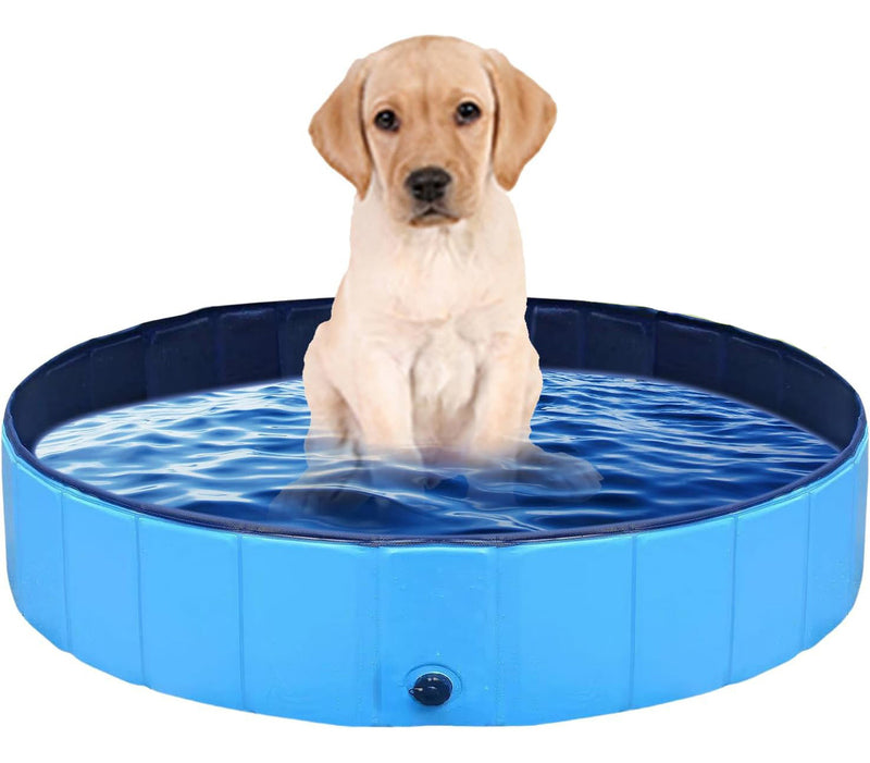 Newpet Piscina Banheira Cachorro Pets Dobrável Azul 120x30cm