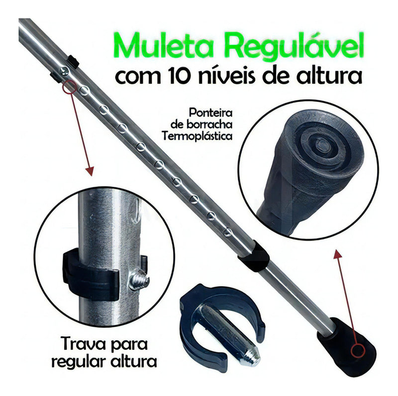 Muleta Ortopédica Canadense 120 Kg (par - 2un De Muletas)