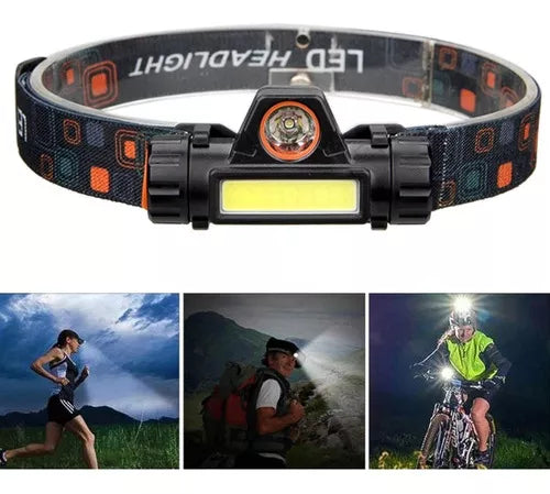 Lanterna de Cabeça Capacete Profissional Compacta Com Bateria Recarregável USB LED