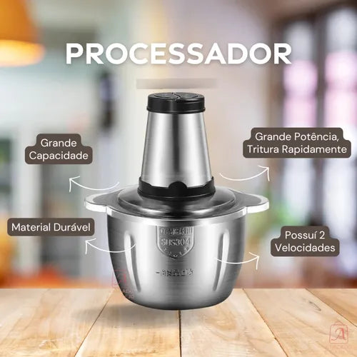 Moedor Carne Elétrico Processador Legumes Triturador Inox Potente