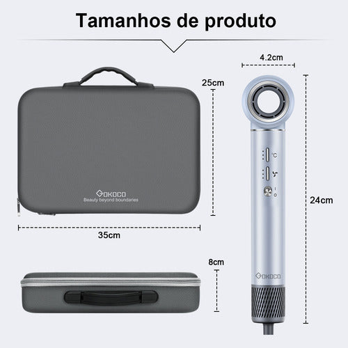 Secador de Cabelo 5 em 1 Conjunto, 1400W Alta Velocidade 110000 Rpm, Kit Modelador Liso e Cacheado com Bocal Magnético