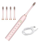 Escova Dental Elétrica Usb Com 3 Cabeças E Base De Apoio