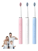 Escova Dental Elétrica Usb Com 3 Cabeças E Base De Apoio