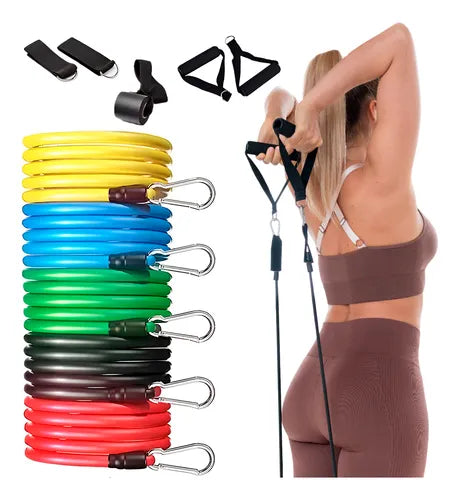 Kit Elástico 11 Itens Extensor Para Treinamento Funcional