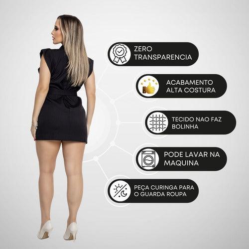 Vestido Feminino Curto Tubinho Alfaiataria Elegante Fashion