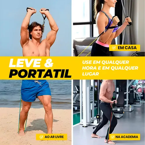 Kit Elástico 11 Itens Extensor Para Treinamento Funcional